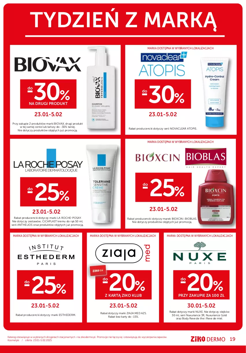 Gazetka promocyjna Ziko - Gazetka Ziko Dermo - ważna 23.01 do 05.02.2025 - strona 19 - produkty: Biovax, Body, Helio, La Roche-Posay, Nuxe, Olej, Ser, Top, Ziaja