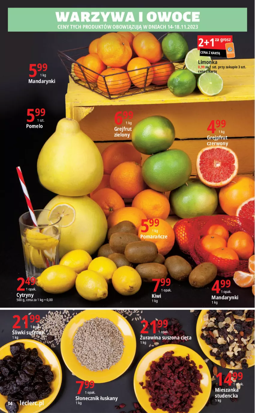 Gazetka promocyjna E Leclerc - ważna 14.11 do 25.11.2023 - strona 4 - produkty: Cytryny, Kiwi, Pomarańcze