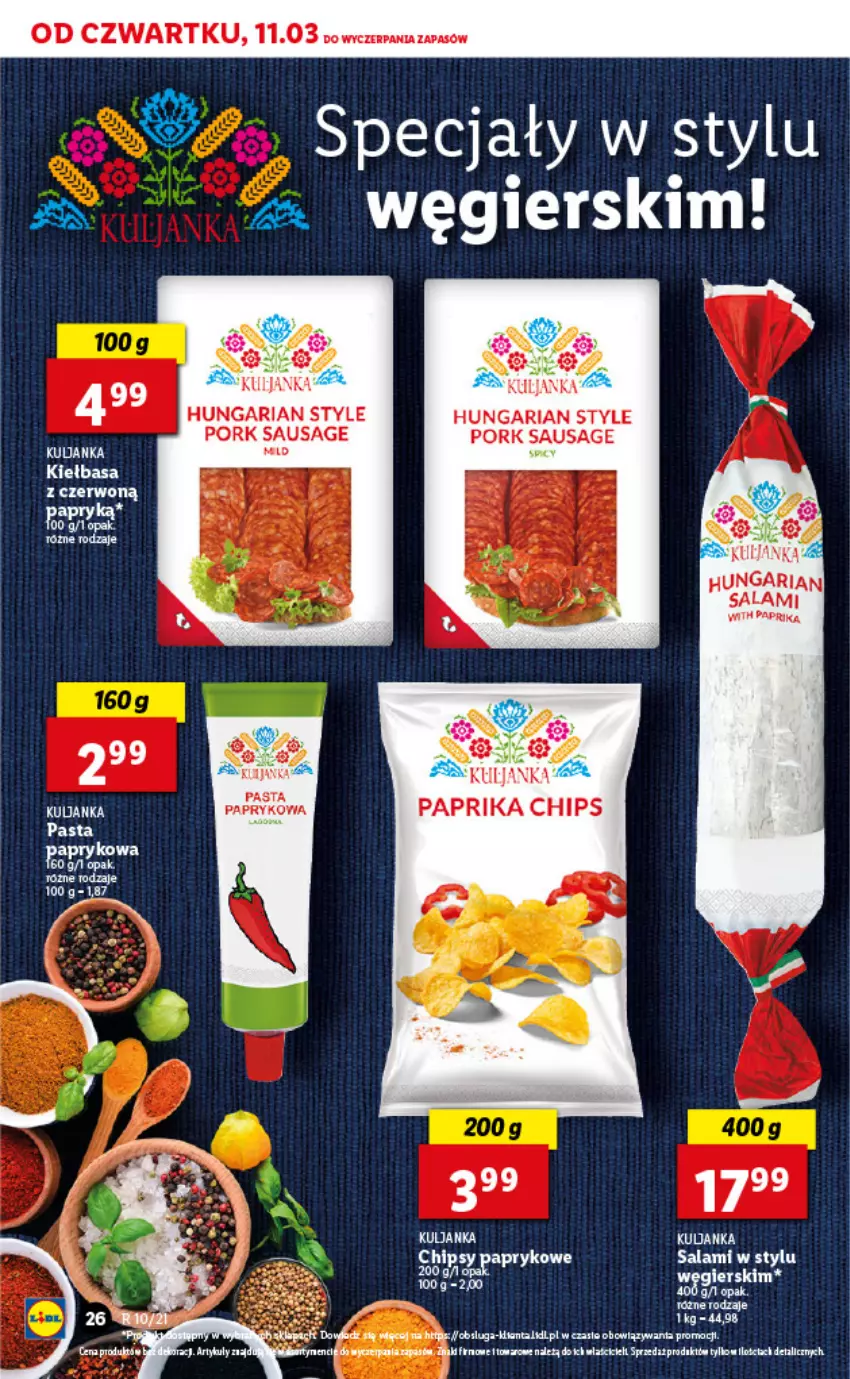 Gazetka promocyjna Lidl - GAZETKA - ważna 11.03 do 13.03.2021 - strona 26 - produkty: Chipsy, Fa, Kiełbasa, Por, Salami