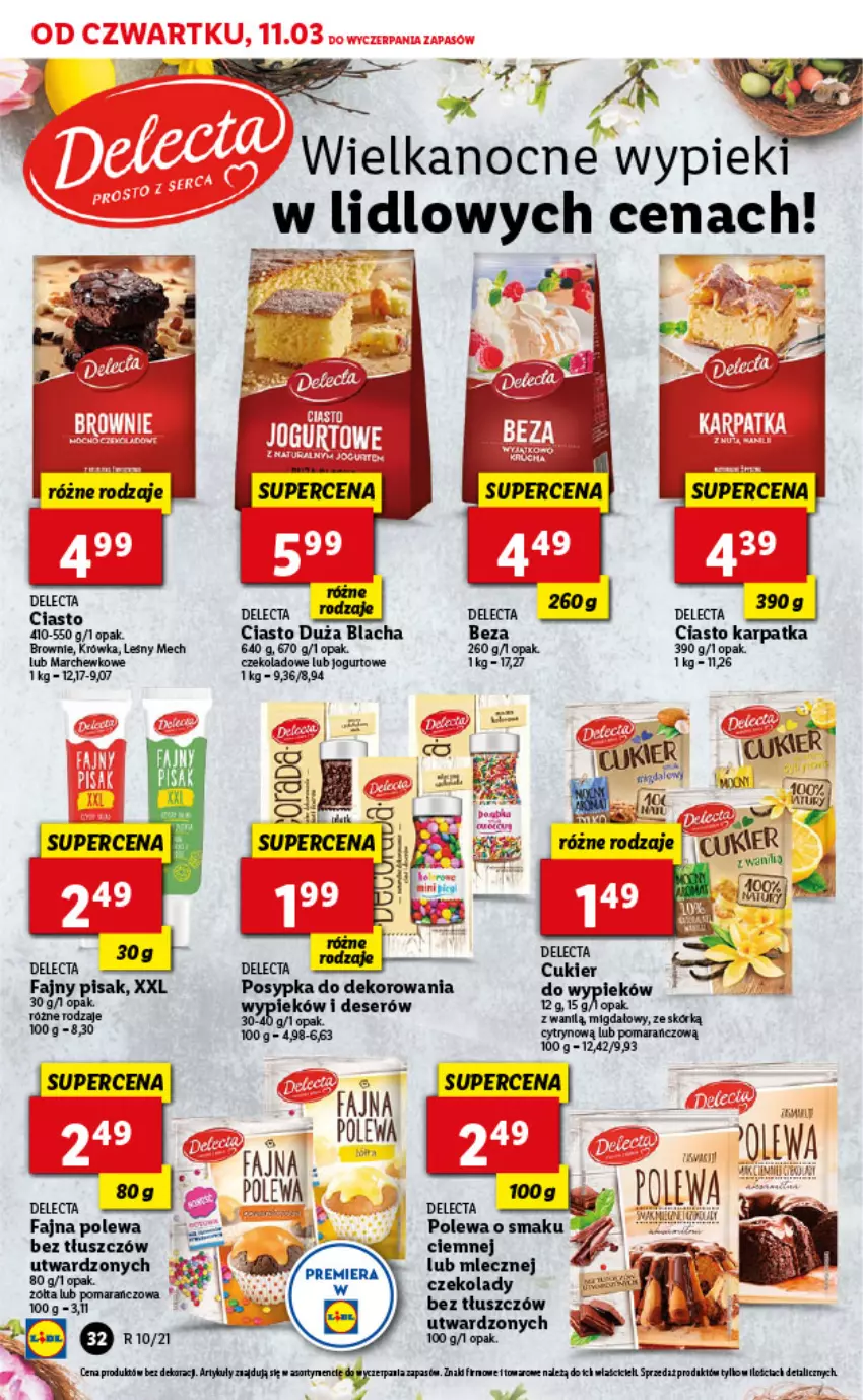 Gazetka promocyjna Lidl - GAZETKA - ważna 11.03 do 13.03.2021 - strona 32 - produkty: Brownie, Cukier, Delecta, Deser, Fa, Jogurt, Karp, Ser