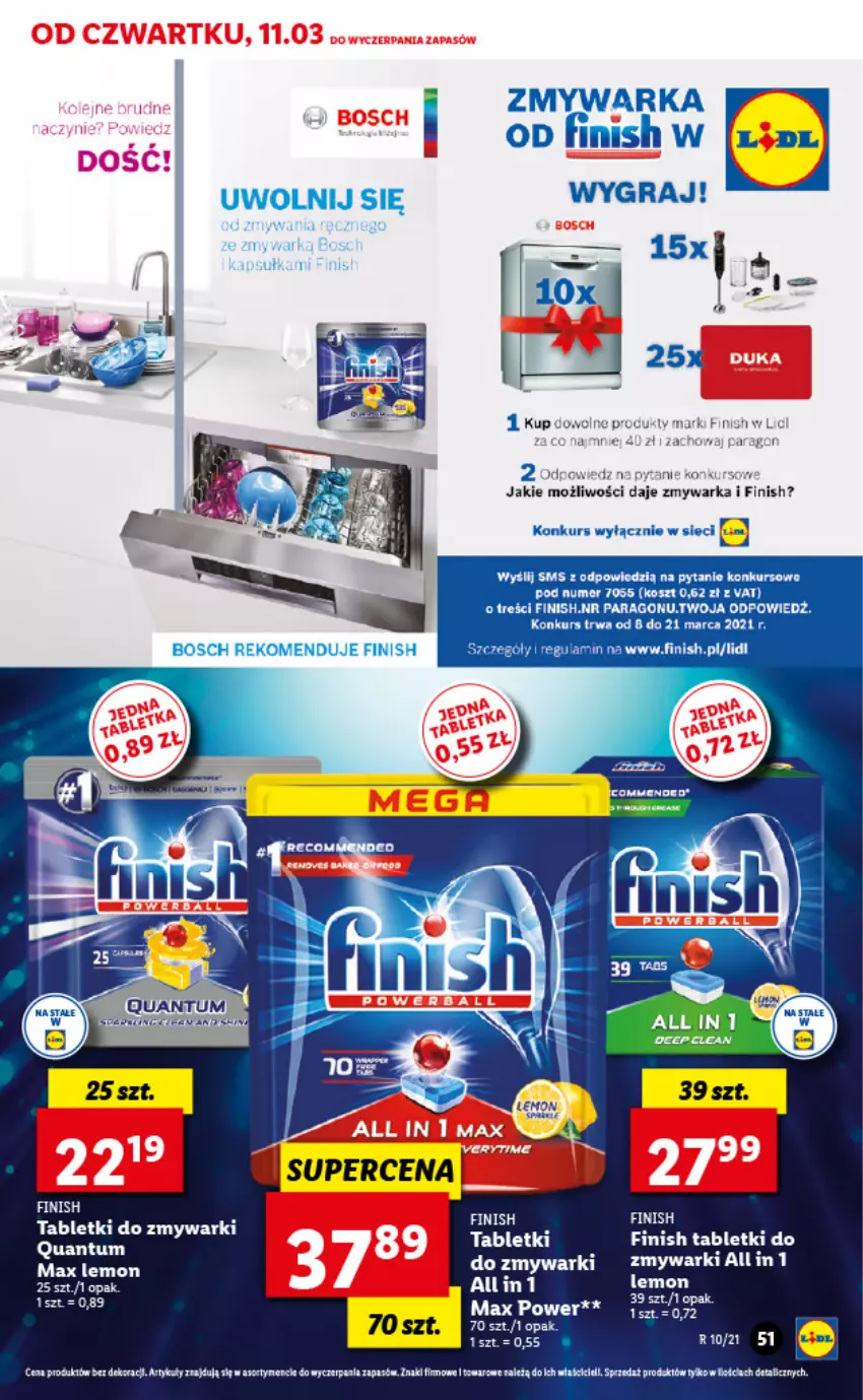 Gazetka promocyjna Lidl - GAZETKA - ważna 11.03 do 13.03.2021 - strona 51 - produkty: Fa, Finish, Gra, Kosz, Tablet, Tabletki do zmywarki, Warka, Zmywarka, Zmywarki