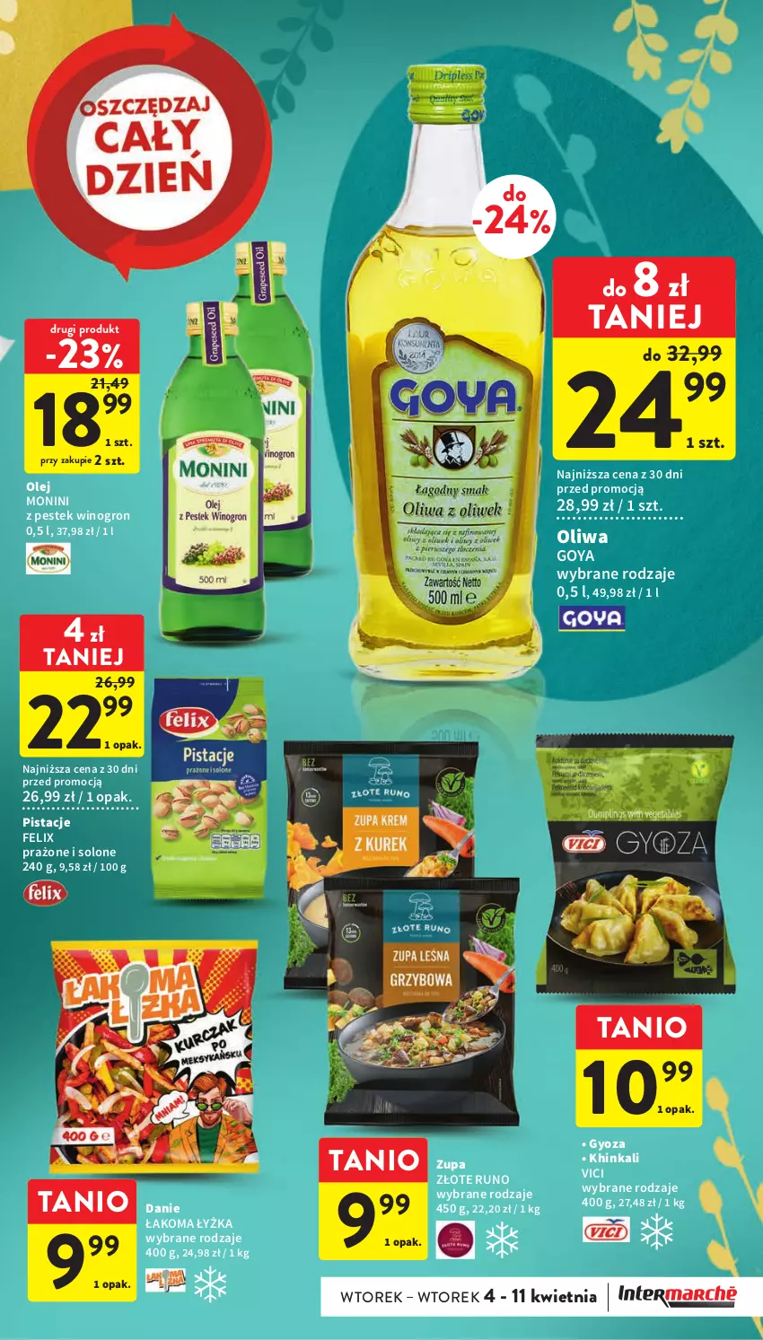 Gazetka promocyjna Intermarche - Gazetka Intermarche - ważna 04.04 do 11.04.2023 - strona 17 - produkty: Felix, Inka, Monini, Olej, Oliwa, Pistacje, Stek, Wino, Zupa