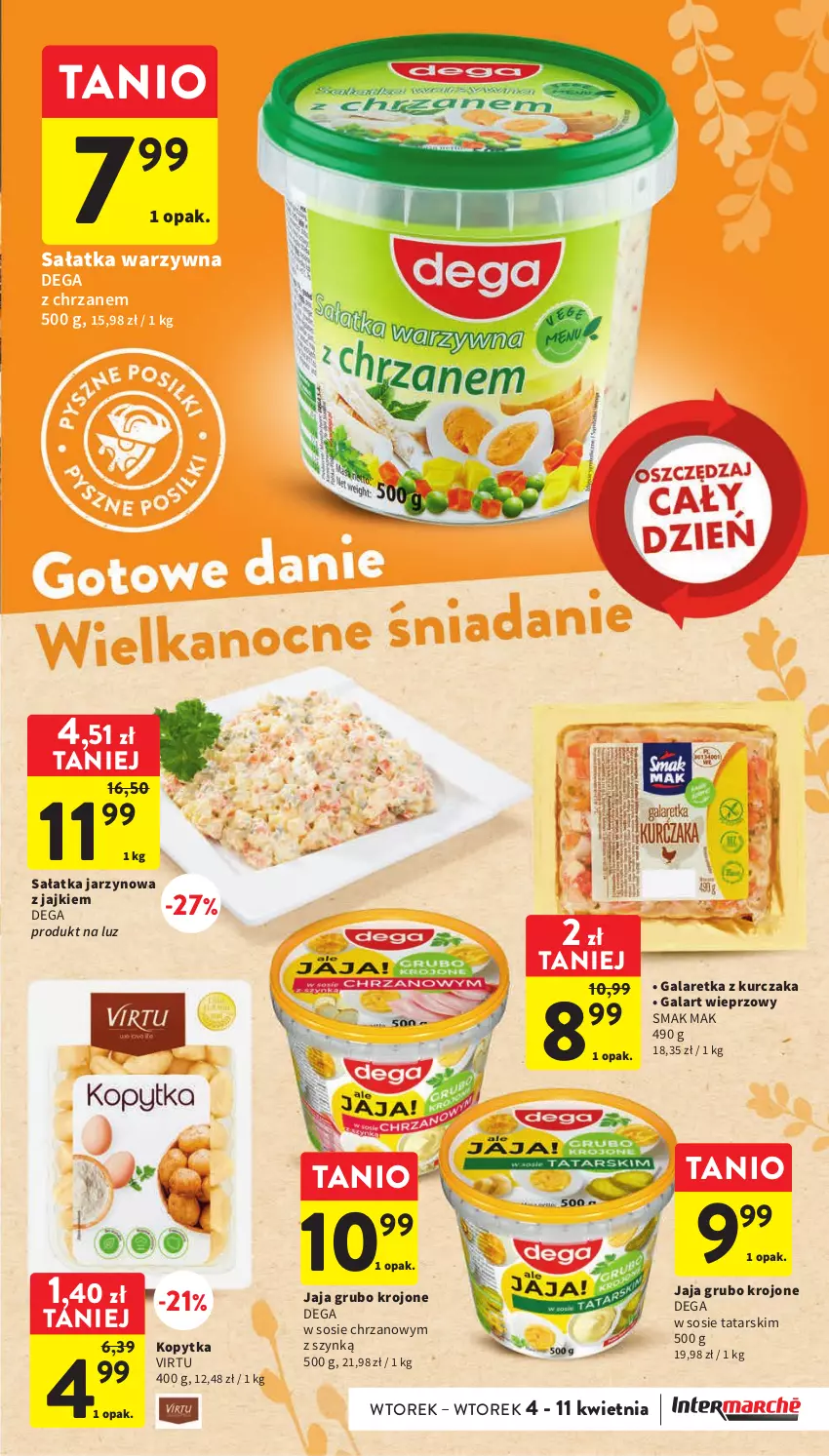 Gazetka promocyjna Intermarche - Gazetka Intermarche - ważna 04.04 do 11.04.2023 - strona 31 - produkty: Chrzan, Dega, Gala, Galaretka, Jaja, Kopytka, Kurczak, Sałat, Sałatka, Sałatka warzywna, Sos, Virtu