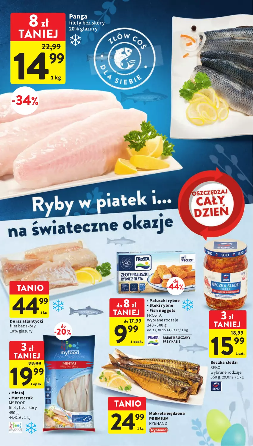 Gazetka promocyjna Intermarche - Gazetka Intermarche - ważna 04.04 do 11.04.2023 - strona 32 - produkty: Dorsz, Frosta, Lazur, Mintaj, Paluszki rybne, Panga, SEKO, Stek