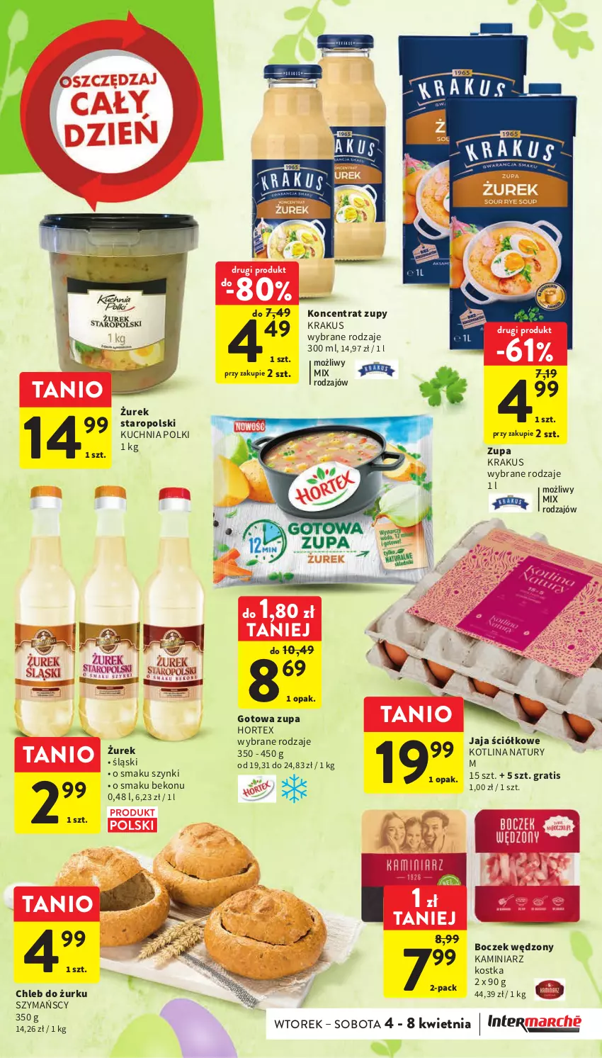 Gazetka promocyjna Intermarche - Gazetka Intermarche - ważna 04.04 do 11.04.2023 - strona 7 - produkty: Beko, Boczek, Chleb, Gra, Hortex, Jaja, Kotlin, Krakus, Kuchnia, Zupa