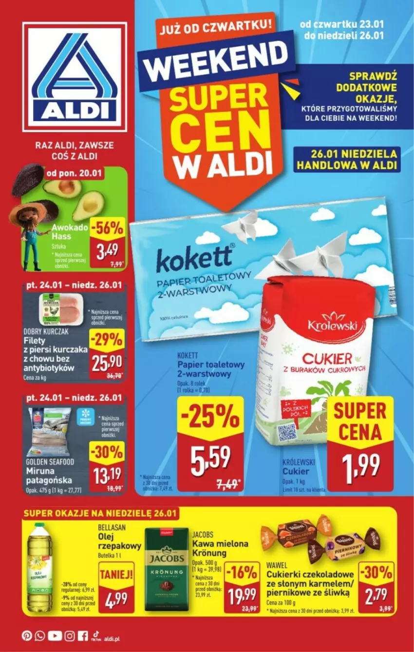 Gazetka promocyjna Aldi - ważna 23.01 do 29.01.2025 - strona 1 - produkty: Cukier, Kurczak, Miruna, Tago