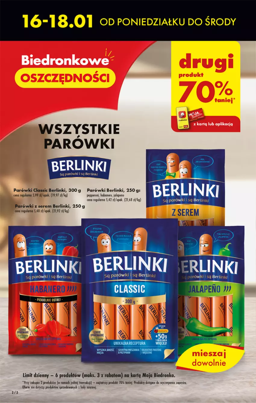 Gazetka promocyjna Biedronka - Gazetka - Biedronka.pl - ważna 16.01 do 21.01.2023 - strona 2 - produkty: Berlinki, Parówki, Rama, Ser