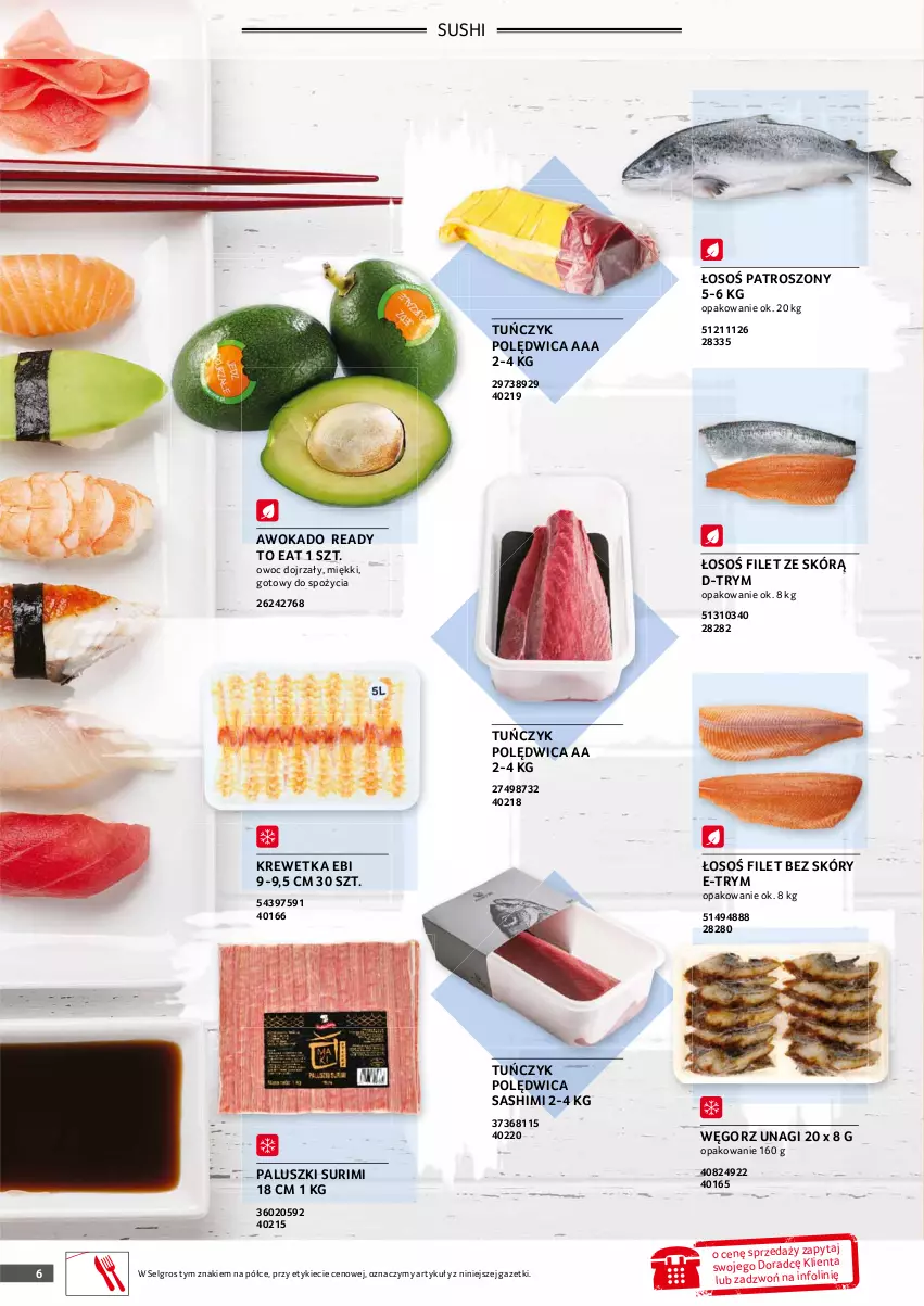 Gazetka promocyjna Selgros - Oferta gastronomiczna - ważna 25.03 do 05.04.2021 - strona 6 - produkty: LG, Polędwica, Surimi, Sushi, Tuńczyk