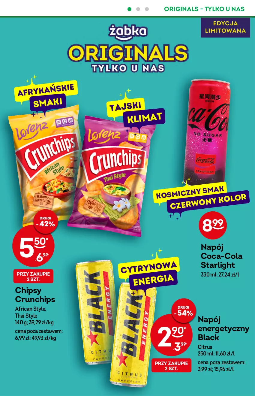 Gazetka promocyjna Żabka - ważna 20.07 do 26.07.2022 - strona 14 - produkty: Chipsy, Coca-Cola, Crunchips, Gin, Lack, Napój, Napój energetyczny