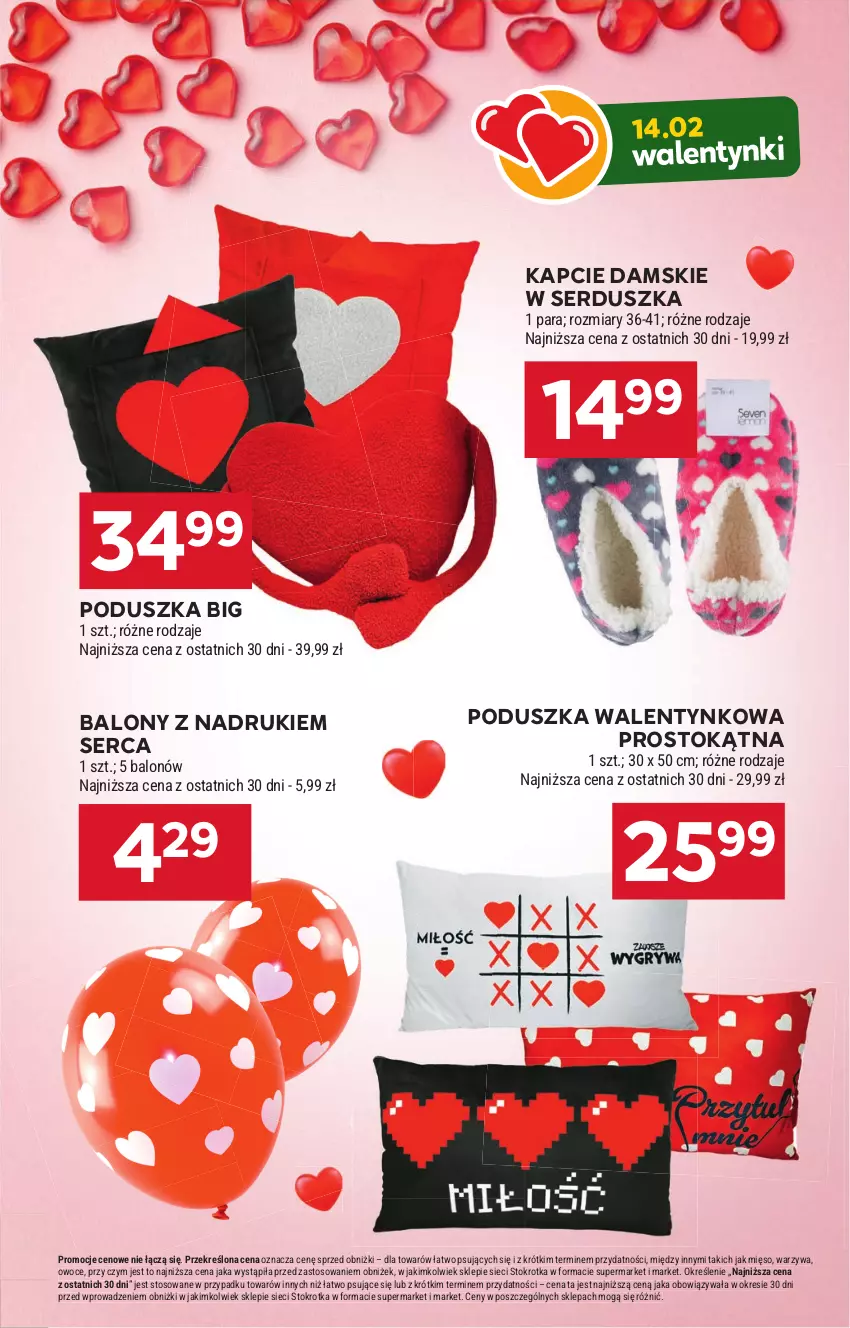 Gazetka promocyjna Stokrotka - Supermarket - ważna 13.02 do 19.02.2025 - strona 12 - produkty: Balony, Kapcie, Mięso, Owoce, Poduszka, Ser, Warzywa