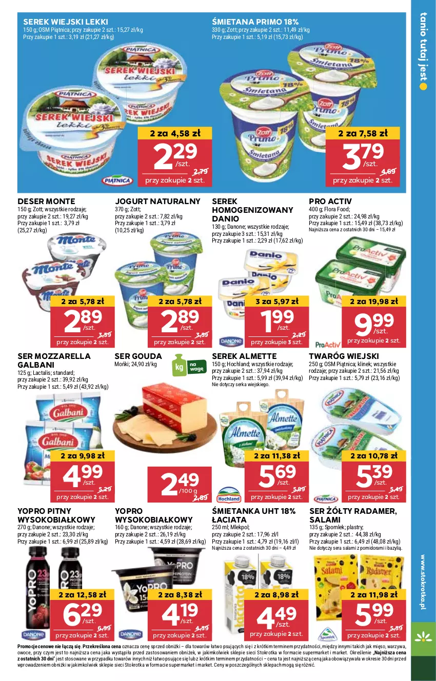 Gazetka promocyjna Stokrotka - Supermarket - ważna 13.02 do 19.02.2025 - strona 21 - produkty: Almette, Bazyl, Danio, Deser, Galbani, Gouda, Jogurt, Jogurt naturalny, Monte, Mozzarella, Radamer, Salami, Ser, Serek, Serek homogenizowany, Serek wiejski, Sok, Twaróg