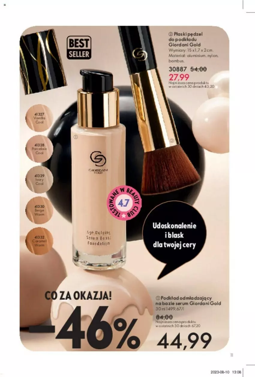 Gazetka promocyjna Oriflame - ważna 31.10 do 14.11.2023 - strona 84 - produkty: Giordani Gold, Płaski pędzel, Podkład, Rum, Ser, Serum