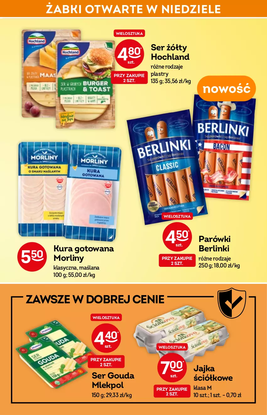 Gazetka promocyjna Żabka - ważna 06.04 do 14.04.2022 - strona 29 - produkty: Berlinki, Gouda, Hochland, LANA, Morliny, Parówki, Ser