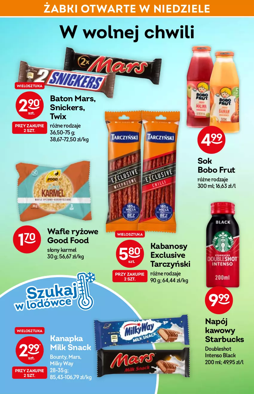 Gazetka promocyjna Żabka - ważna 06.04 do 14.04.2022 - strona 32 - produkty: Baton, Bounty, Kabanos, Lack, Mars, Milky Way, Napój, Ryż, Snickers, Sok, Tarczyński, Twix, Wafle