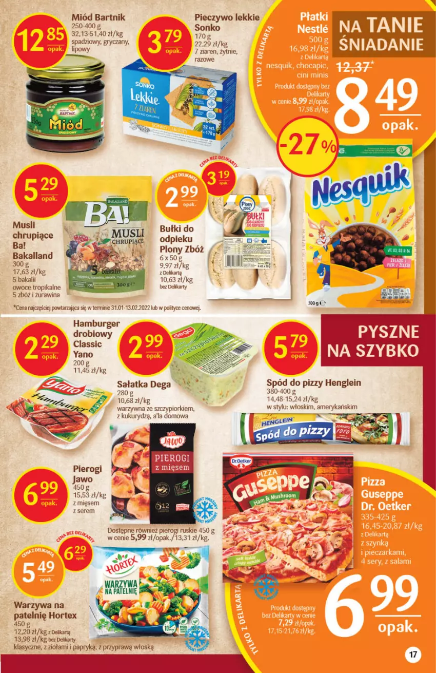 Gazetka promocyjna Delikatesy Centrum - Gazetka DC15 - ważna 19.04 do 27.04.2022 - strona 17 - produkty: Burger, Dega, Fa, Gry, Hamburger, Hortex, Miód, Owoce, Piec, Pieczywo, Pierogi, Sałat, Sałatka, Ser, Sonko, Warzywa