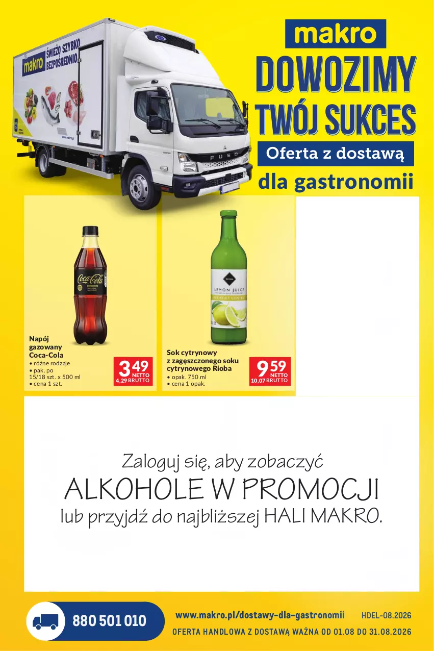 Gazetka promocyjna Makro - Dostawy dla gastronomii - ważna 01.08 do 31.08.2026 - strona 1 - produkty: Alkohole, Coca-Cola, Jameson, JBL, Napój, Napój gazowany, Pilsner Urquell, Piwo, Prosecco, Rioba, Sok, Whiskey, Wino, Wódka, Wyborowa