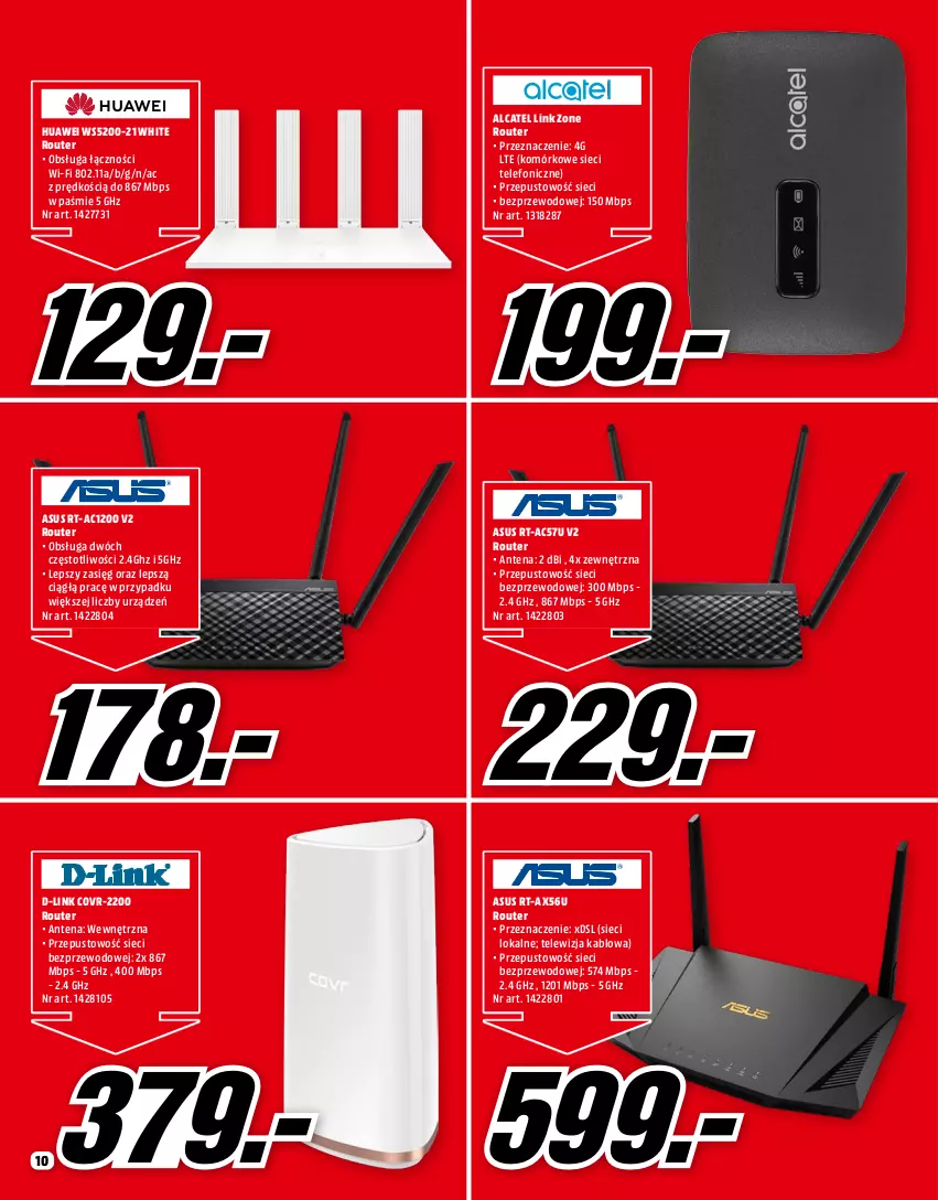 Gazetka promocyjna Media Markt - Gazetka Media Markt - ważna 01.04 do 30.04.2021 - strona 10 - produkty: Asus, D-Link, Huawei, Router, Telefon