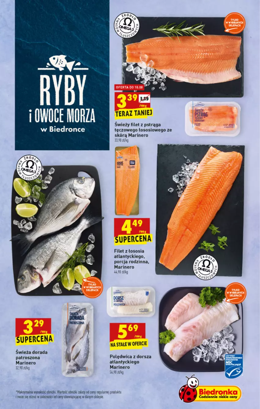 Gazetka promocyjna Biedronka - W tym tygodniu - ważna 16.08 do 21.08.2021 - strona 17 - produkty: Dorsz, Filet z pstrąga, Polędwica, Por, Pstrąg, Sok, Sos, Tera