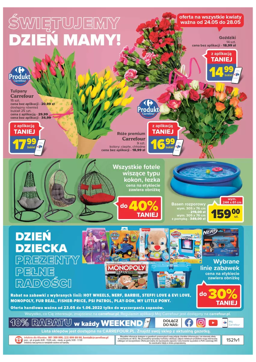Gazetka promocyjna Carrefour - Gazetka Express - ważna 17.05 do 23.05.2022 - strona 18 - produkty: Bukiet, Fotel, LG, Tulipan