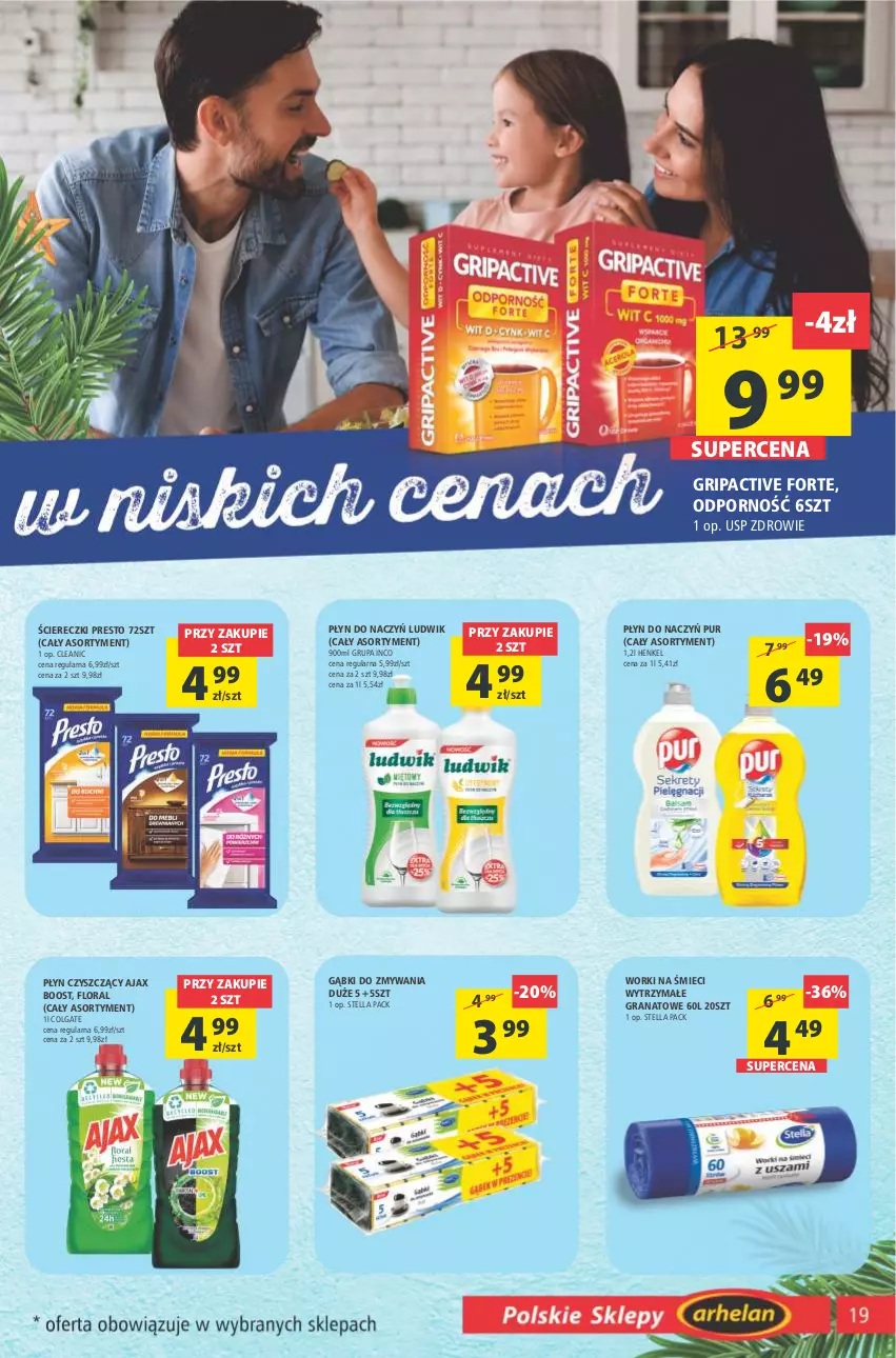 Gazetka promocyjna Arhelan - Gazetka - ważna 29.12.2021 do 09.01.2022 - strona 19 - produkty: Ajax, Cleanic, Colgate, Flora, Gra, Granat, LG, Ludwik, Por, Presto, Pur, Worki na śmiec, Worki na śmieci, Zdrowie