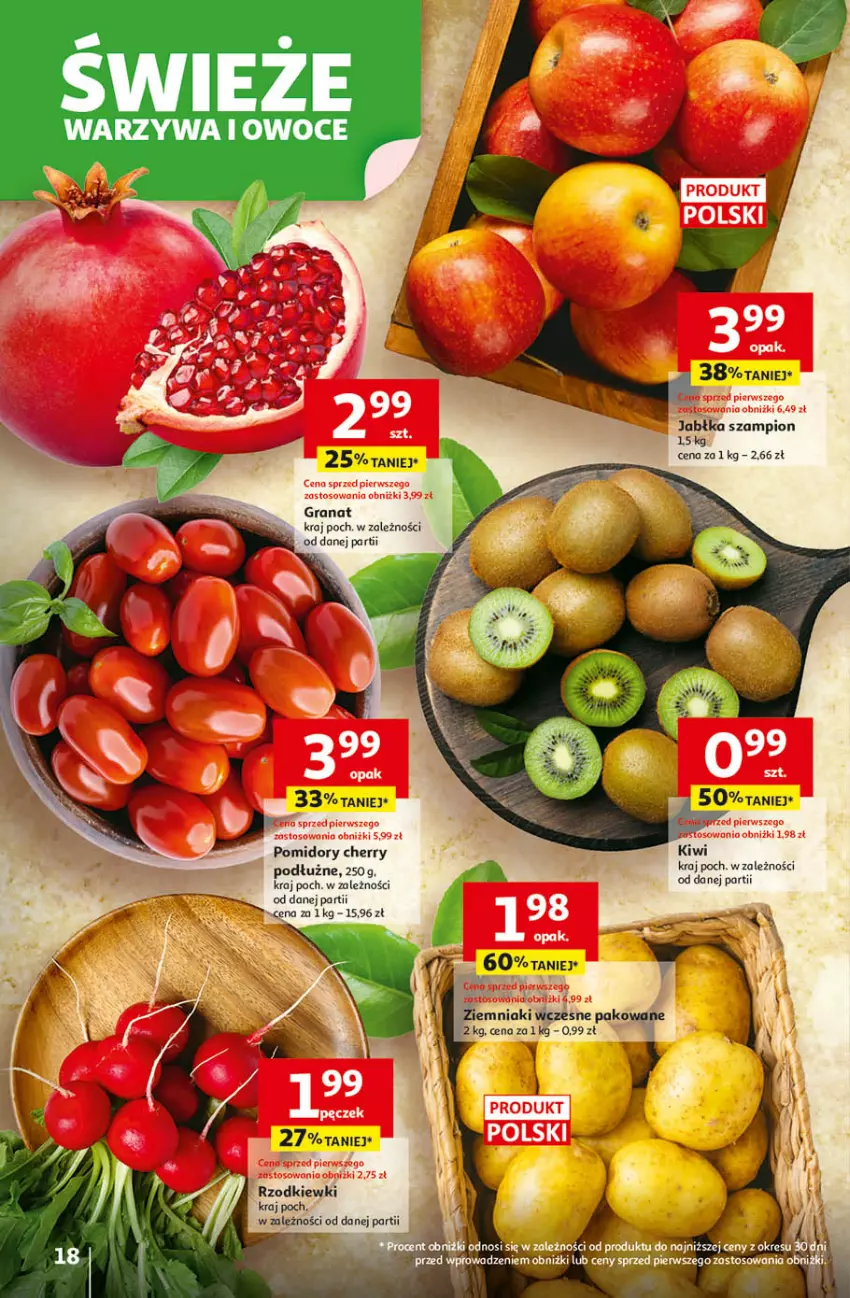 Gazetka promocyjna Auchan - Wielkie Przeboje Cenowe Hipermarket - ważna 02.01 do 07.01.2026 - strona 18 - produkty: Gra, Granat, Jabłka, Kiwi, Owoce, Pomidory, Szampion, Warzywa, Warzywa i owoce, Ziemniaki