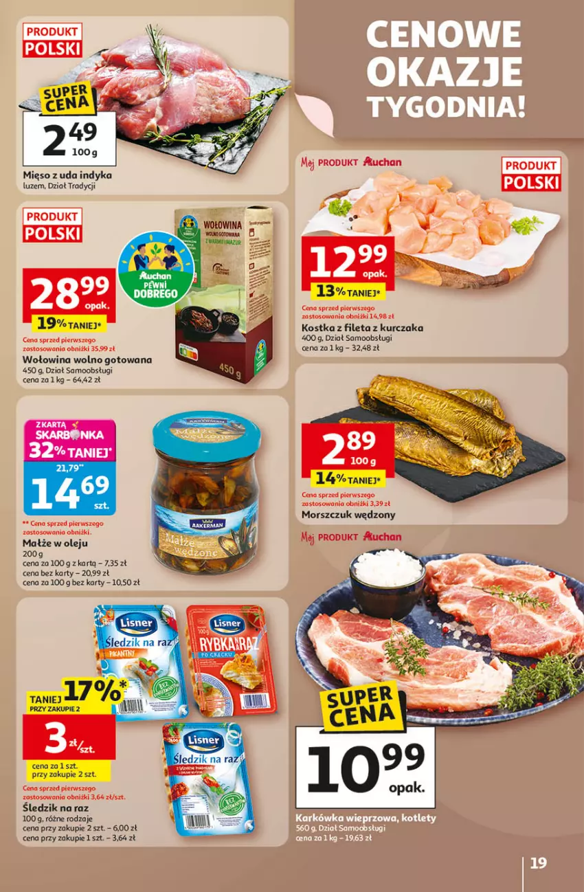 Gazetka promocyjna Auchan - Wielkie Przeboje Cenowe Hipermarket - ważna 02.01 do 07.01.2026 - strona 19 - produkty: Kurczak, Małże, Mięso, Olej, Wołowina