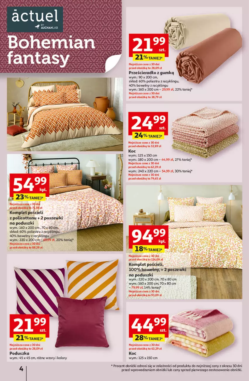 Gazetka promocyjna Auchan - Wielkie Przeboje Cenowe Hipermarket - ważna 02.01 do 07.01.2026 - strona 4 - produkty: Koc, Komplet pościeli, Poduszka, Pościel, Prześcieradło