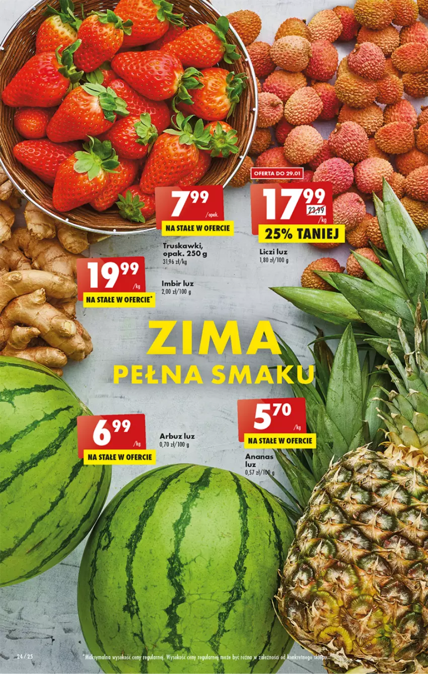 Gazetka promocyjna Biedronka - Gazetka - Biedronka.pl - ważna 26.01 do 01.02.2023 - strona 24 - produkty: Ananas, Arbuz, Imbir, Liczi, Truskawki