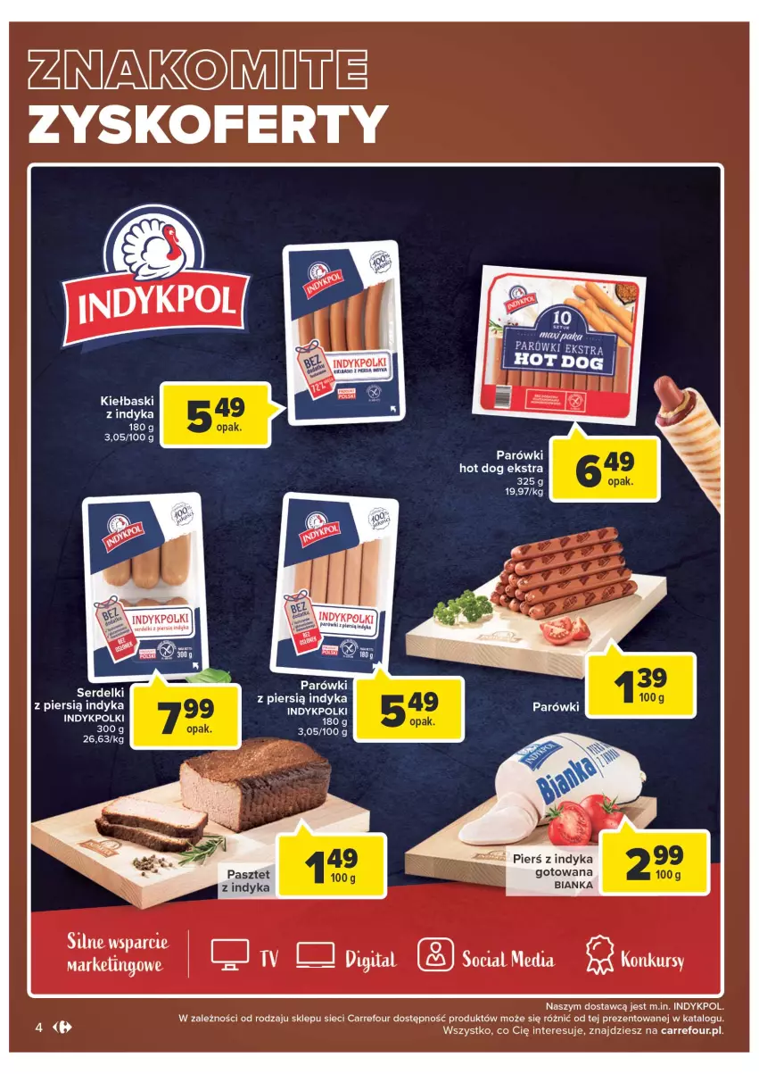 Gazetka promocyjna Carrefour - Gazetka Targ świeżości - ważna 02.11 do 07.11.2022 - strona 4 - produkty: Bianka, Hot dog, Parówki, Parówki hot dog, Pasztet