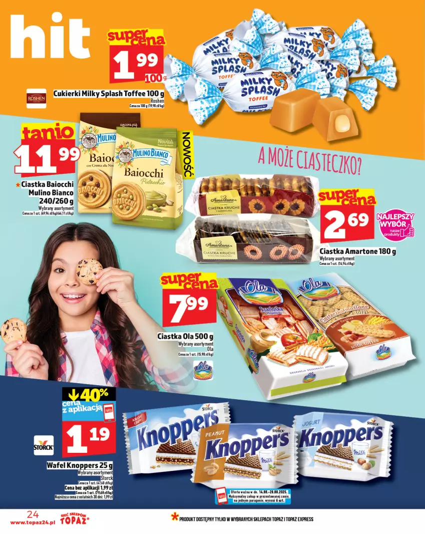 Gazetka promocyjna Topaz - Gazetka - ważna 14.08 do 20.08.2025 - strona 24 - produkty: Ciastka, Cukier, Cukierki, Top