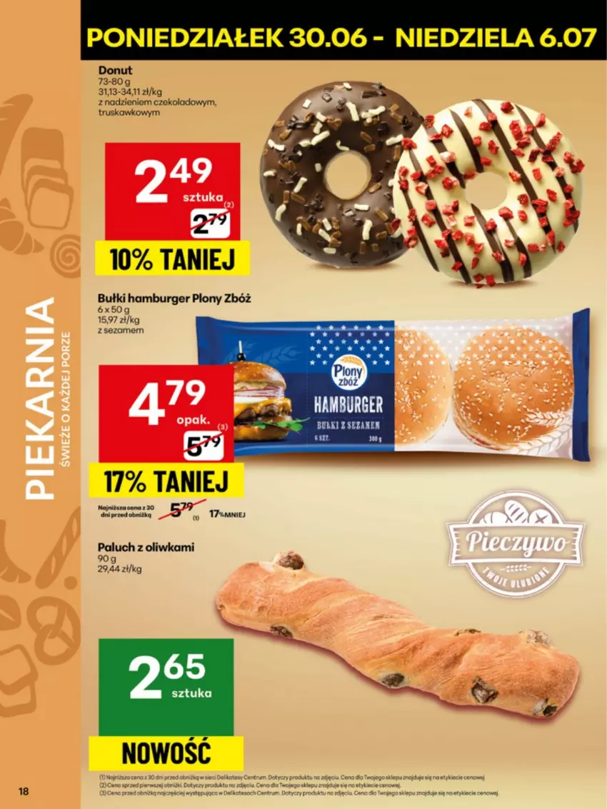 Gazetka promocyjna Delikatesy Centrum - Franczyza DC27 Poniedziałek - ważna 30.06 do 06.07.2025 - strona 18 - produkty: Burger, Donut, Gra, Hamburger, Rum, Sezam