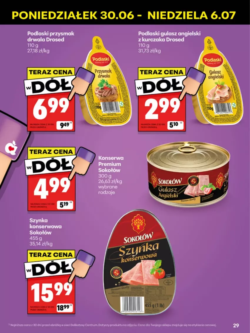 Gazetka promocyjna Delikatesy Centrum - Franczyza DC27 Poniedziałek - ważna 30.06 do 06.07.2025 - strona 29 - produkty: Podlaski, Rum, Ser, Sok, Sokołów, Tera