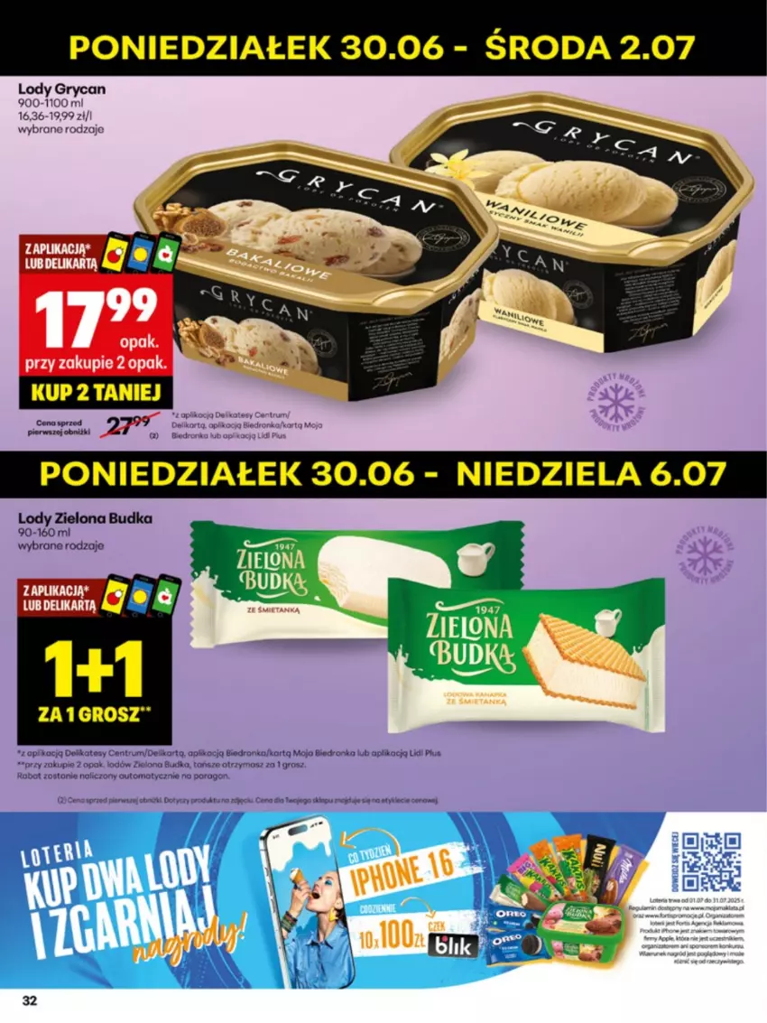 Gazetka promocyjna Delikatesy Centrum - Franczyza DC27 Poniedziałek - ważna 30.06 do 06.07.2025 - strona 32 - produkty: Gry, Koc, Lody, Rum, Zielona Budka