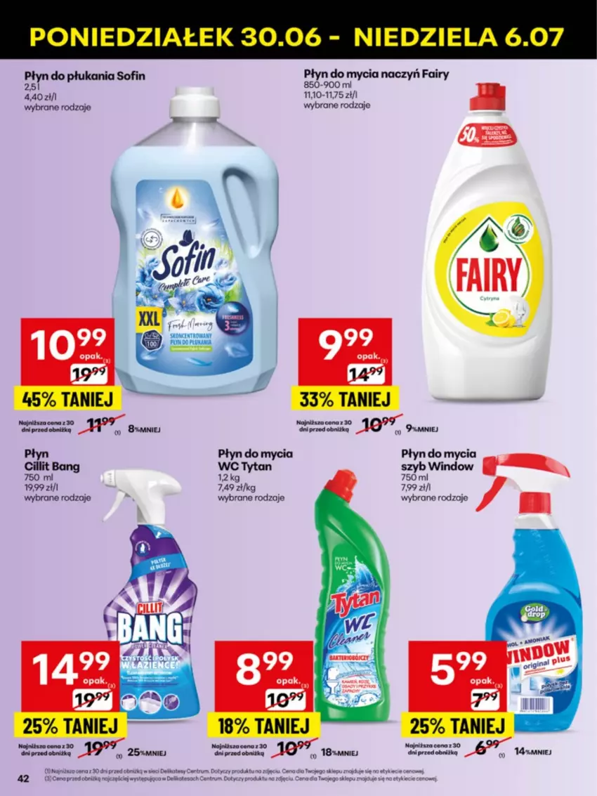 Gazetka promocyjna Delikatesy Centrum - Franczyza DC27 Poniedziałek - ważna 30.06 do 06.07.2025 - strona 42 - produkty: Cillit Bang, Do mycia naczyń, Fa, Fairy, Płyn do mycia, Płyn do mycia naczyń, Płyn do płukania, Rum, Tytan