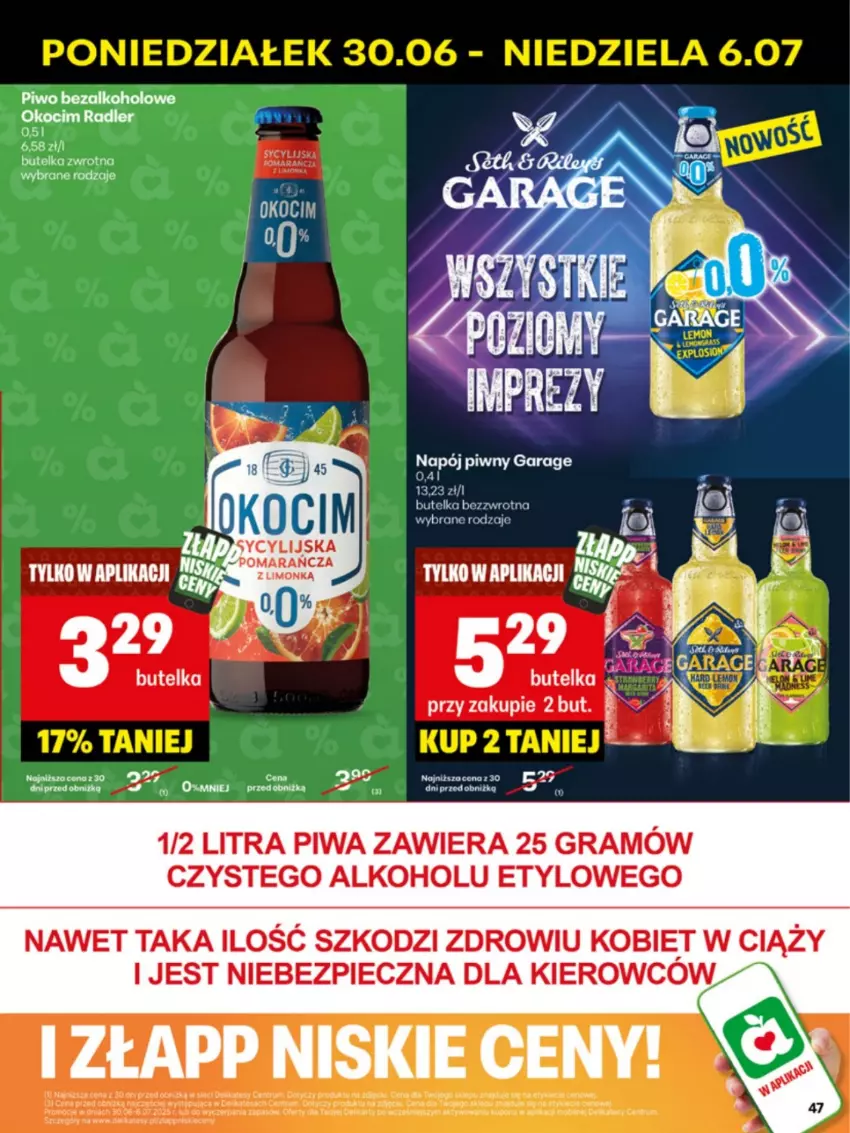 Gazetka promocyjna Delikatesy Centrum - Franczyza DC27 Poniedziałek - ważna 30.06 do 06.07.2025 - strona 47 - produkty: Gra, Koc, Napój, Okocim, Olej, Piwa, Piwo, Radler