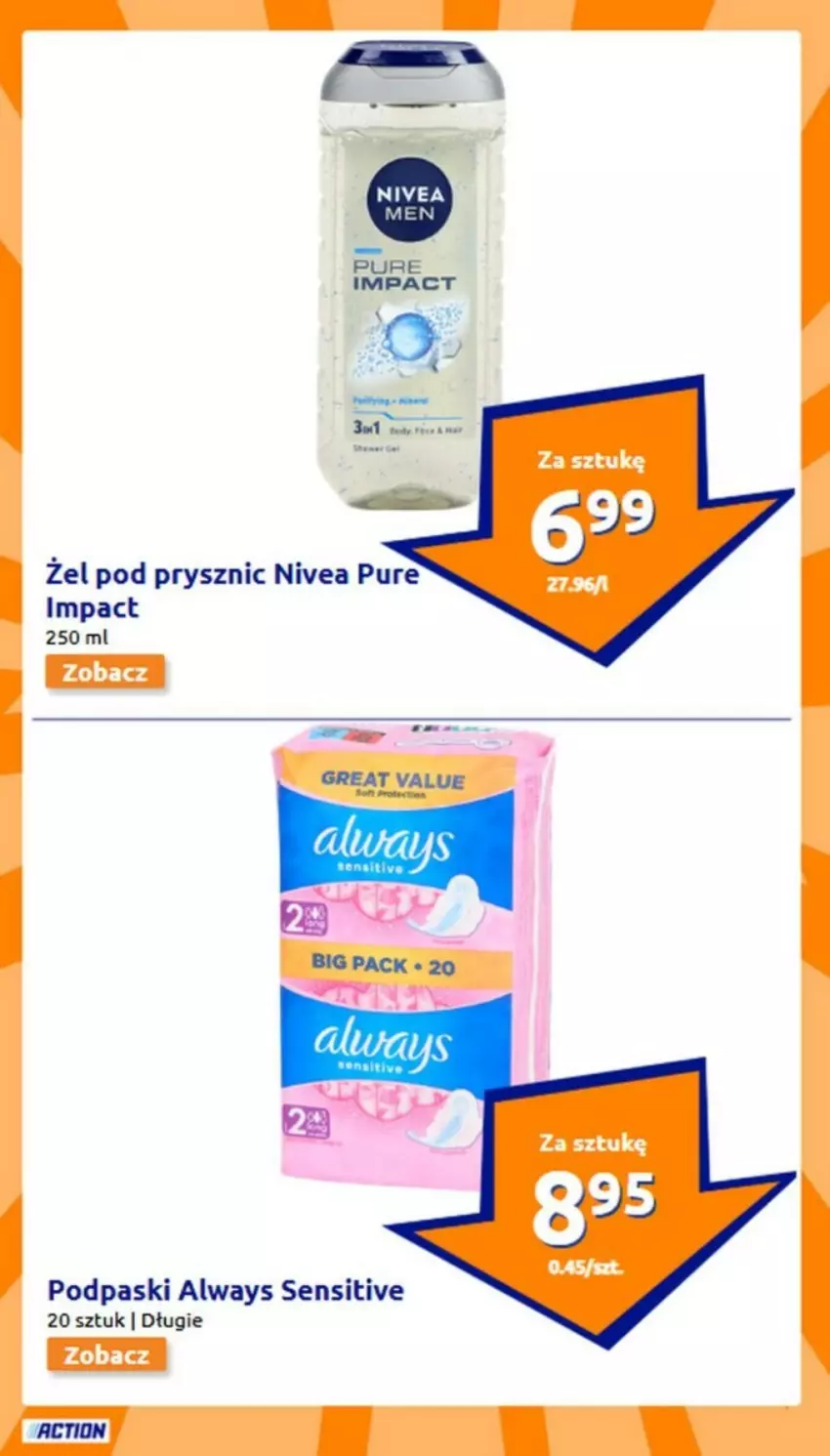 Gazetka promocyjna Action - ważna 15.01 do 21.01.2025 - strona 27 - produkty: Always, Nivea, Podpaski, Pur