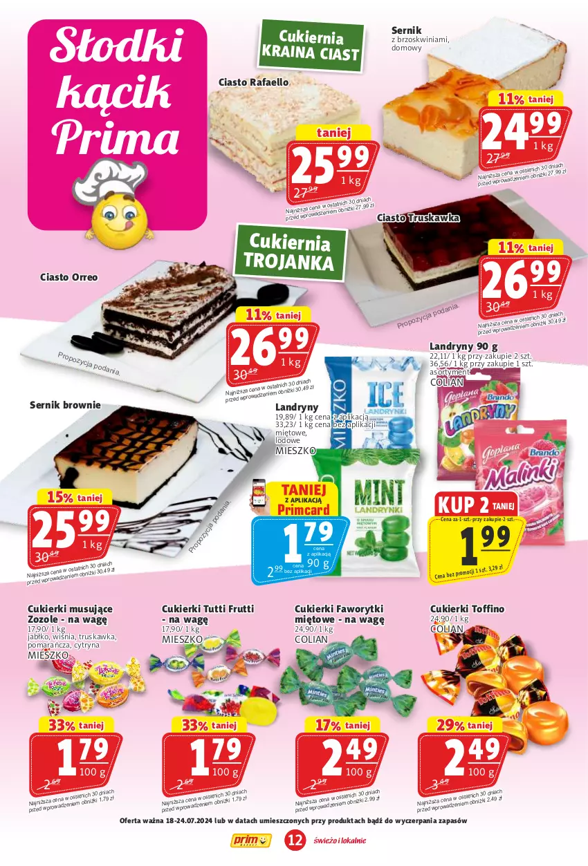 Gazetka promocyjna Prim Market - ważna 18.07 do 24.07.2024 - strona 12 - produkty: Brownie, Cukier, Cukierki, Fa, Mus, Ser