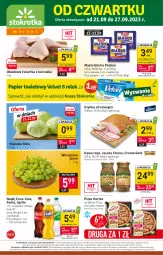 Gazetka promocyjna Stokrotka - Market - Gazetka - ważna od 27.09 do 27.09.2023 - strona 1 - produkty: Kurczak, Krakus, Warzywa, Gra, Kawa, Coca-Cola, Mlekovita, Szynka, Pizza, Winogrona, Fanta, Owoce, Jacobs, Wino, Sprite, Masło, Napój, Mięso, Hortex, Mleko, Fa