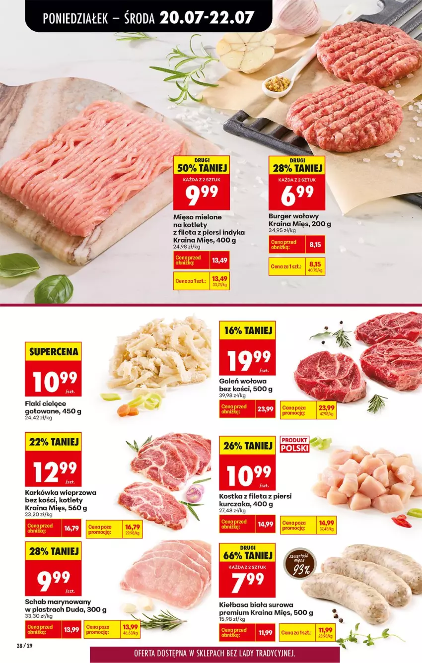 Gazetka promocyjna Biedronka - Od Poniedziałku - ważna 20.07 do 25.07.2026 - strona 34 - produkty: Burger, Duda, Flaki, Kiełbasa, Kiełbasa biała, Kotlet, Kurczak, Mięso, Mięso mielone