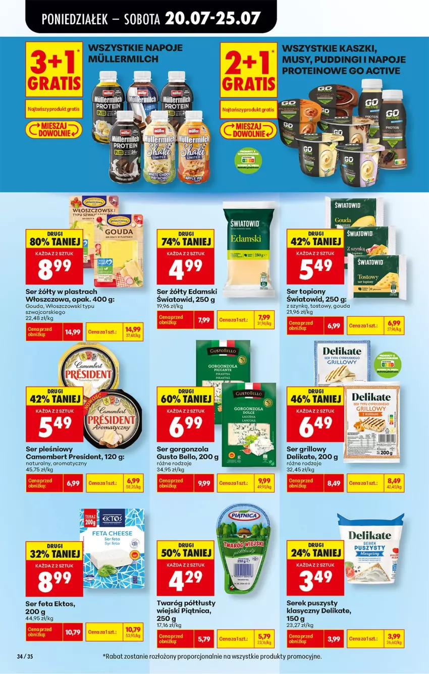 Gazetka promocyjna Biedronka - Od Poniedziałku - ważna 20.07 do 25.07.2026 - strona 44 - produkty: Bell, Camembert, Cars, Edam, Feta, Gorgonzola, Gouda, Gra, Grill, Mus, Napoje, Por, Pudding, Ser, Ser pleśniowy, Ser topiony, Serek, Serek puszysty, Top, Włoszczowski