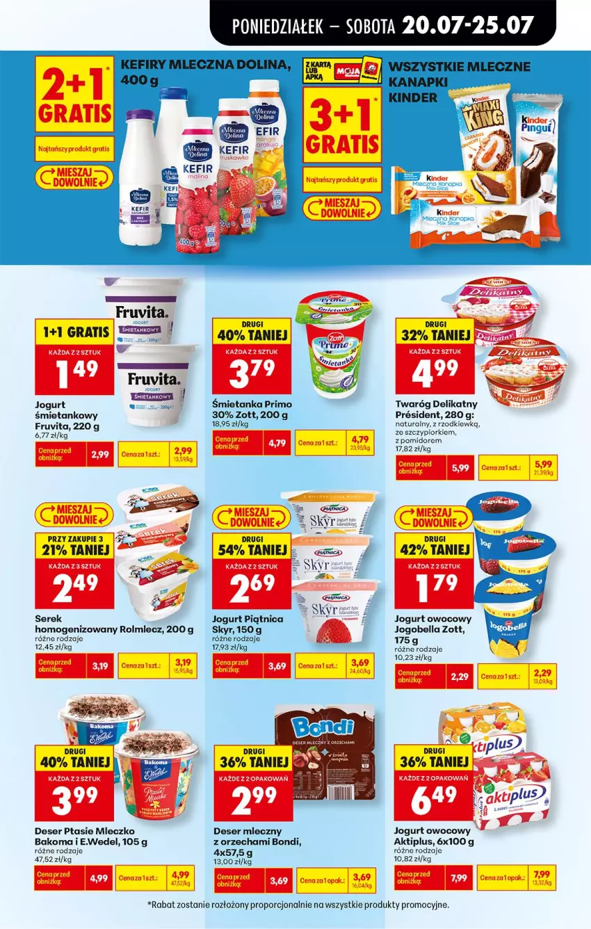 Gazetka promocyjna Biedronka - Od Poniedziałku - ważna 20.07 do 25.07.2026 - strona 45 - produkty: Aktiplus, Bakoma, Bell, Bella, Deser, Deser mleczny, Fa, Gra, Jogobella, Jogurt, Jogurt owocowy, Mleczko, Piątnica, Por, Ptasie mleczko, Rolmlecz, Ser, Serek, Twaróg, Twaróg delikatny, Zott