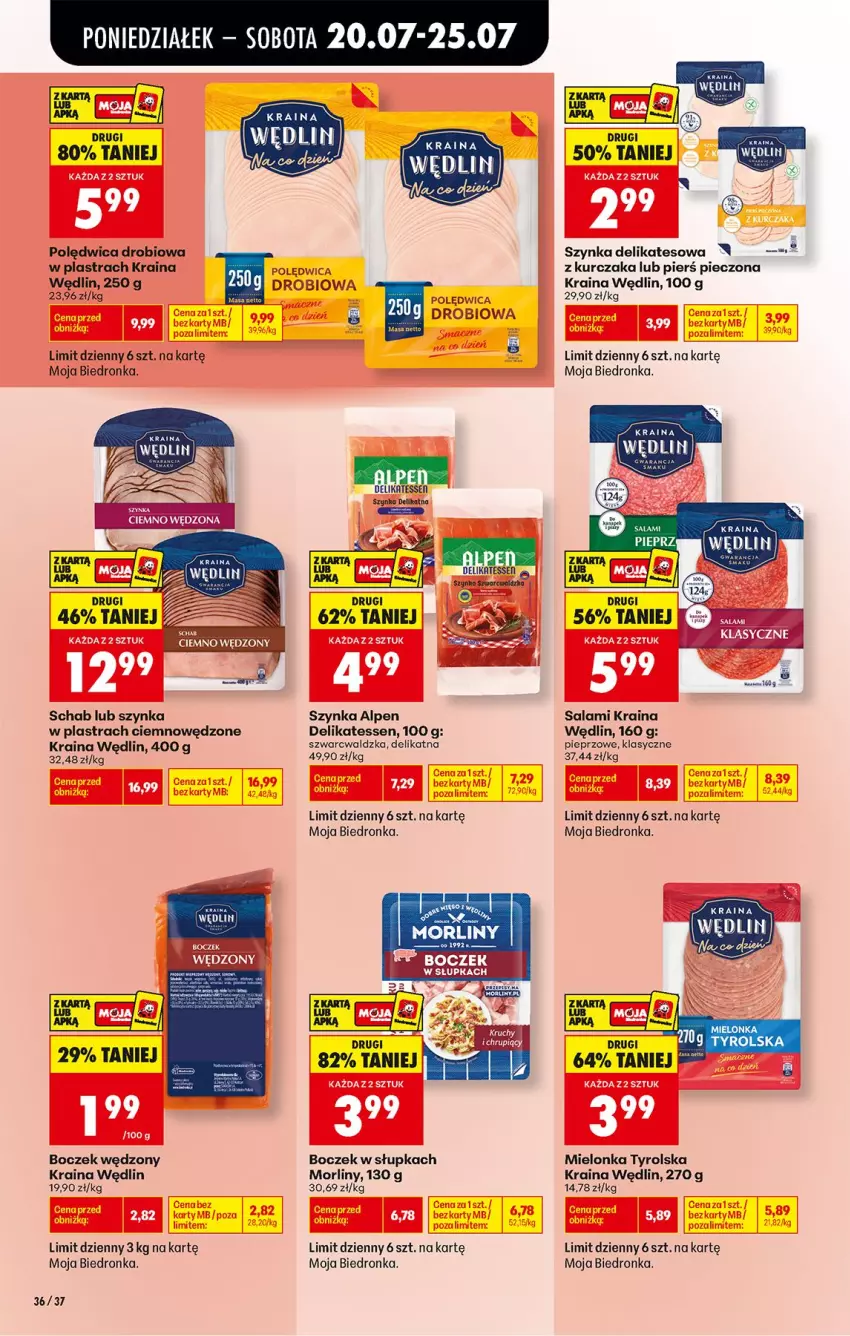 Gazetka promocyjna Biedronka - Od Poniedziałku - ważna 20.07 do 25.07.2026 - strona 46 - produkty: Boczek, Kurczak, Mielonka tyrolska, Morliny, Piec, Pieprz, Polędwica, Salami, Szynka, Szynka delikatesowa