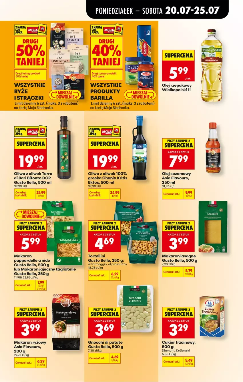 Gazetka promocyjna Biedronka - Od Poniedziałku - ważna 20.07 do 25.07.2026 - strona 51 - produkty: Barilla, Bell, Cukier, Cukier trzcinowy, Dell, Diamant, Fa, Gnocchi, Królewski, Lasagne, Maggi, Makaron, Makaron ryżowy, Olej, Olej rzepakowy, Olej sezamowy, Oliwa, Oliwa z oliwek, Prosciutto, Ryż, Sezam, Tagliatelle