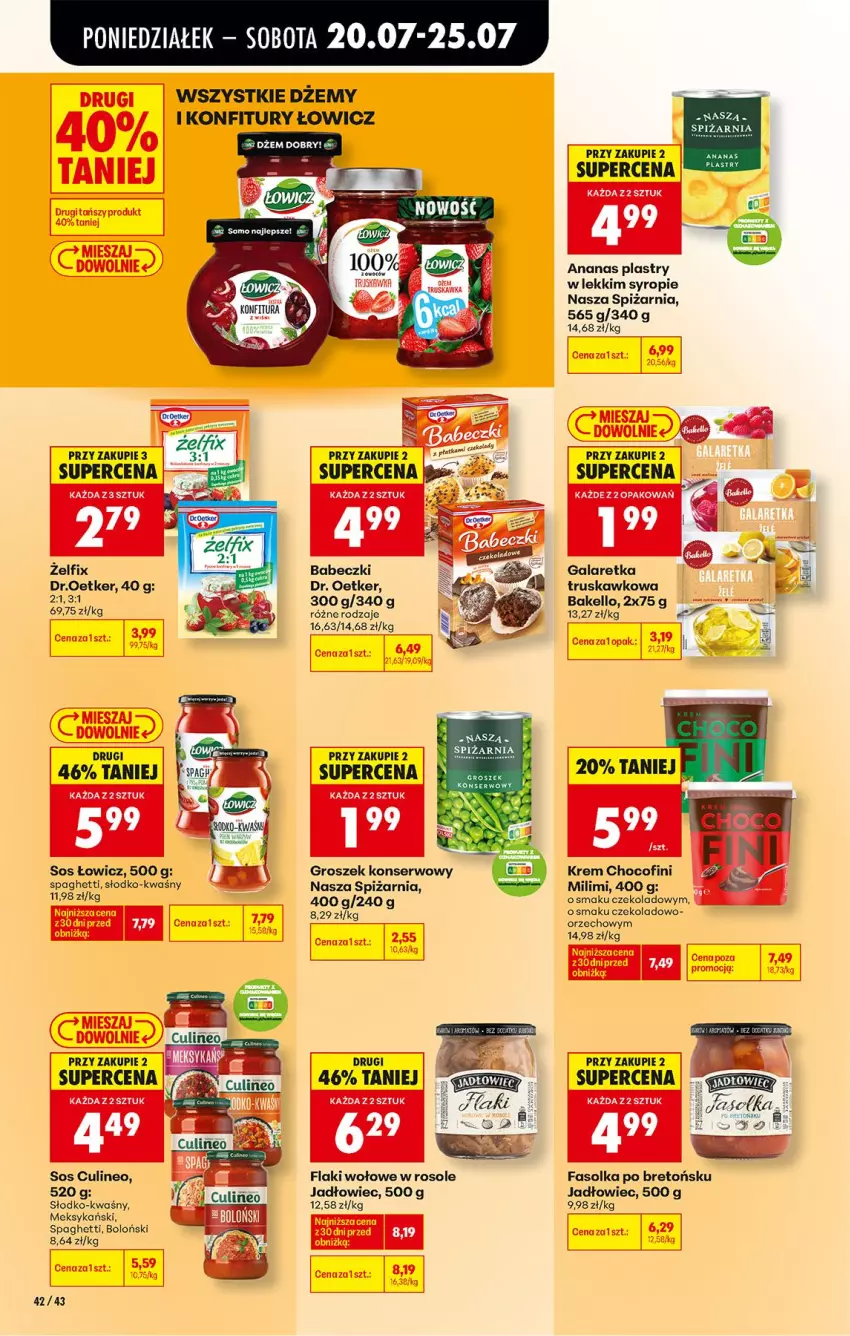 Gazetka promocyjna Biedronka - Od Poniedziałku - ważna 20.07 do 25.07.2026 - strona 52 - produkty: Ananas, Babeczki, Dr. Oetker, Dżem, Fa, Flaki, Flaki wołowe, Gala, Galaretka, Groszek, Por, Ser, Sos, Spaghetti, Syrop
