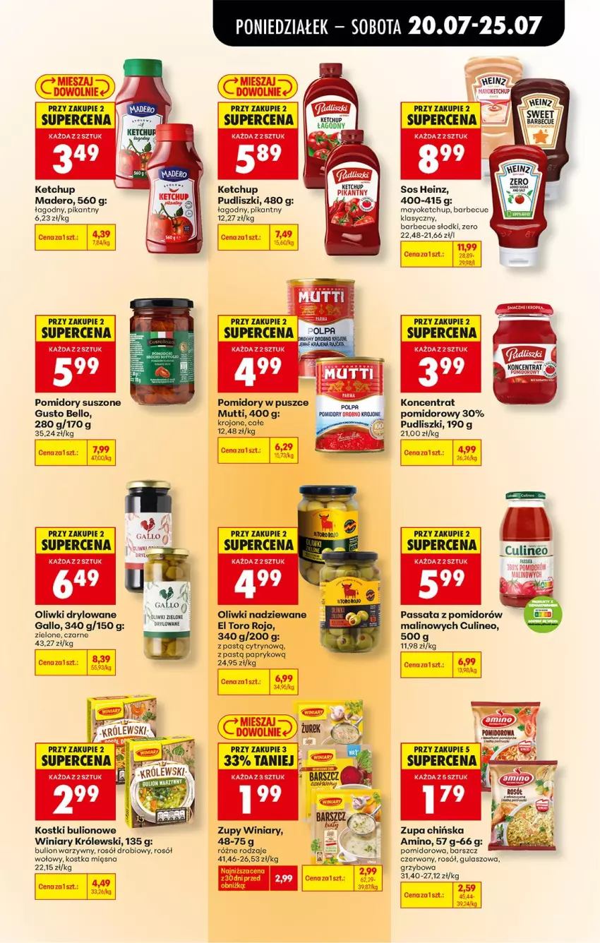 Gazetka promocyjna Biedronka - Od Poniedziałku - ważna 20.07 do 25.07.2026 - strona 53 - produkty: Bell, Bulion, Heinz, Ketchup, Koncentrat pomidorowy, Królewski, Lion, Oliwki, Oliwki zielone, Pomidory, Pudliszki, Rosół, Rosół wołowy, Sos, Winiary, Zupa