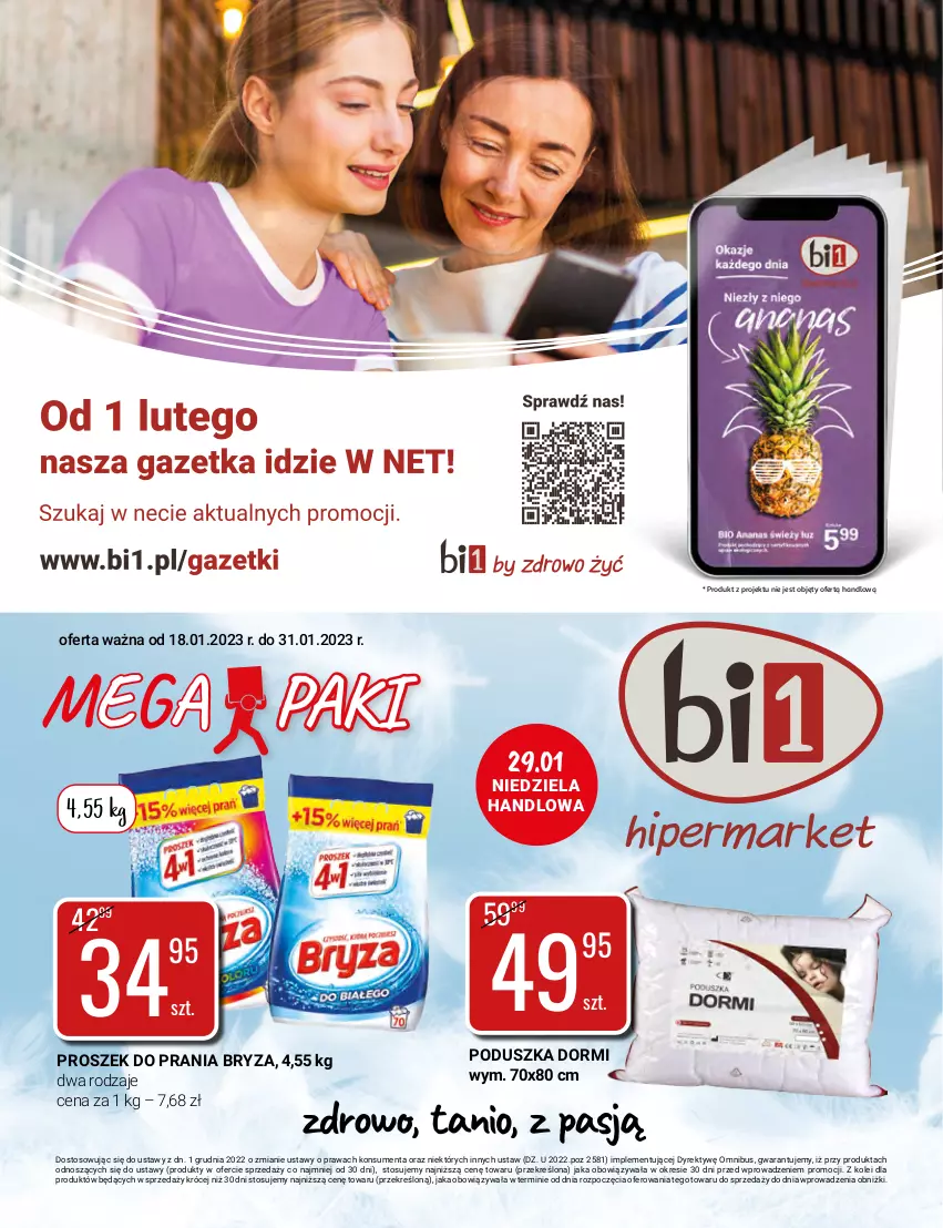 Gazetka promocyjna Bi1 - MegaPaki - ważna 18.01 do 31.01.2023 - strona 1 - produkty: Bryza, Poduszka, Proszek do prania