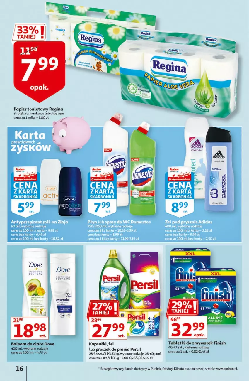 Gazetka promocyjna Auchan - Więcej za mniej Hipermarkety - ważna 11.03 do 17.03.2021 - strona 16 - produkty: Aloe vera, Balsam do ciała, Body, Dove, Finish, Gin, Papier, Papier toaletowy, Persil, Proszek do prania, Rum, Ziaja