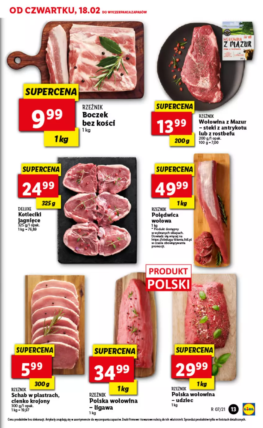 Gazetka promocyjna Lidl - GAZETKA - ważna 18.02 do 20.02.2021 - strona 13 - produkty: Boczek, Polędwica, Rama, Stek, Wołowina