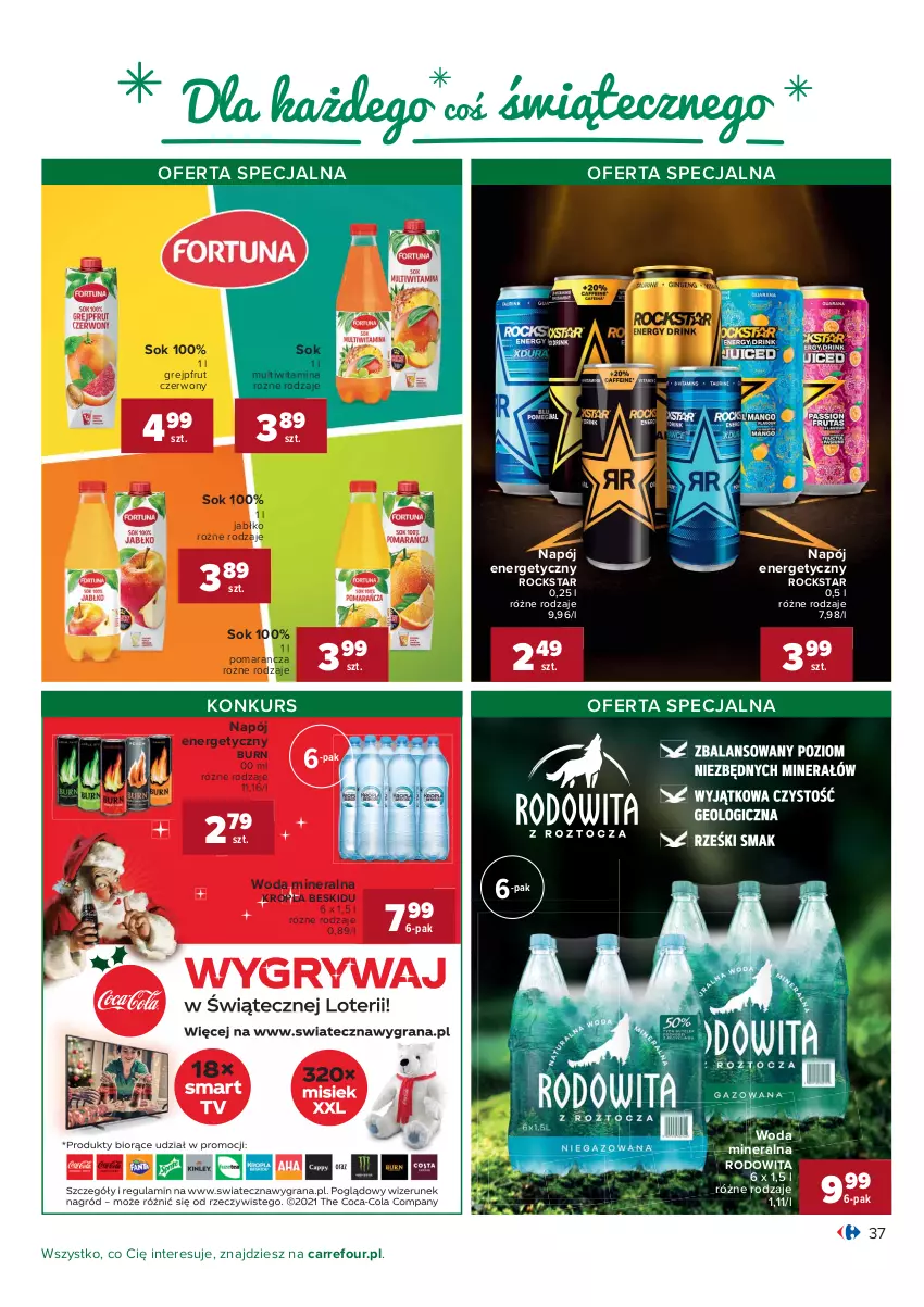 Gazetka promocyjna Carrefour - Gazetka Carrefour - ważna 07.12 do 12.12.2021 - strona 37 - produkty: Grejpfrut, Napój, Napój energetyczny, Sok, Woda, Woda mineralna