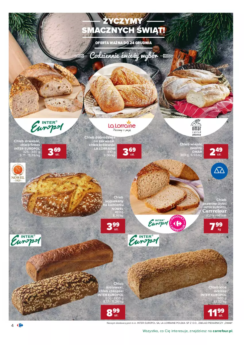 Gazetka promocyjna Carrefour - Gazetka Carrefour - ważna 07.12 do 12.12.2021 - strona 4 - produkty: Chleb, Królewski